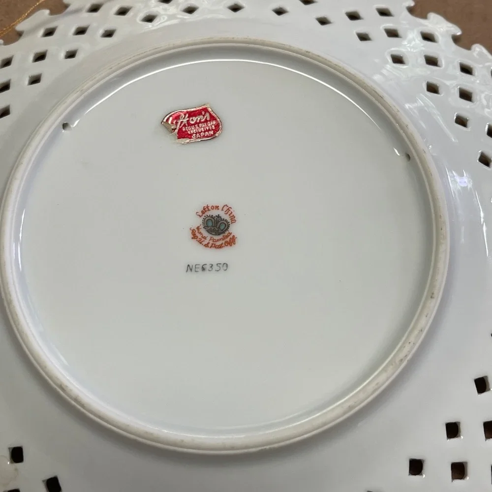 Vintage Lefton Reticulated China Hand-Painted Porcelain Plate (Pattern NE6350)